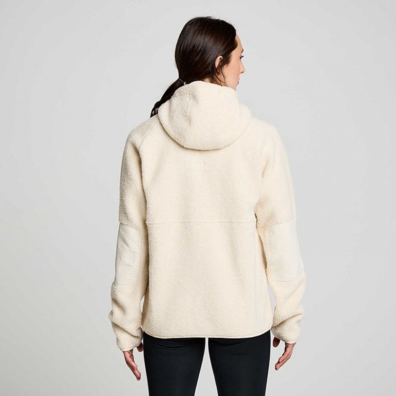 Beige Women's Saucony Recovery Sherpa Pullover Hoodie | MALAYSIA-DHBE