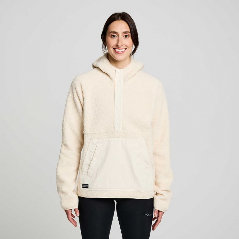 Beige Women\'s Saucony Recovery Sherpa Pullover Hoodie | MALAYSIA-DHBE