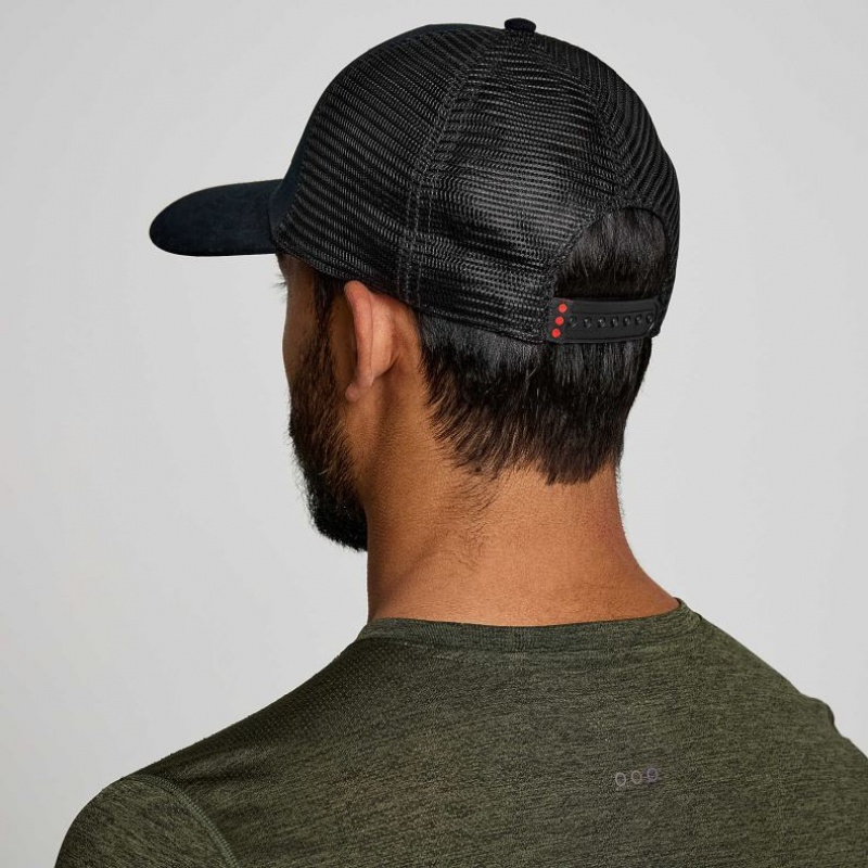 Black Men's Saucony Adjustable Snap Back Trucker Hats | MALAYSIA-LHAI