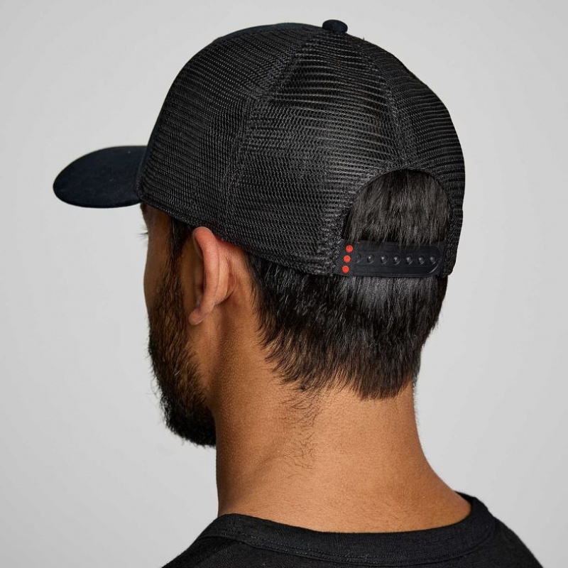 Black Men's Saucony Adjustable Snap Back Trucker Hats | MALAYSIA-BNCA