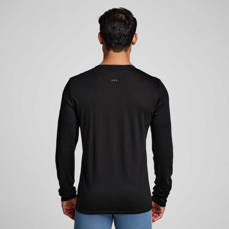 Black Men's Saucony Peregrine Merino Long Sleeve T-Shirt | MALAYSIA-SRHW