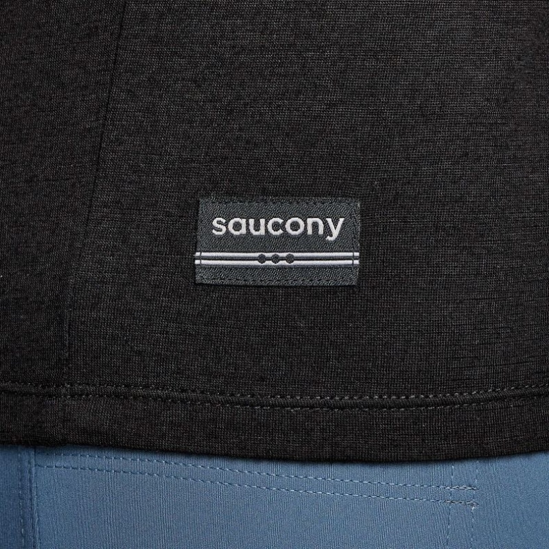 Black Men's Saucony Peregrine Merino Long Sleeve T-Shirt | MALAYSIA-SRHW