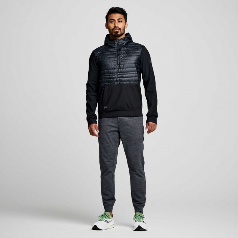 Black Men's Saucony Solstice Oysterpuff Hoodie | MALAYSIA-VILR