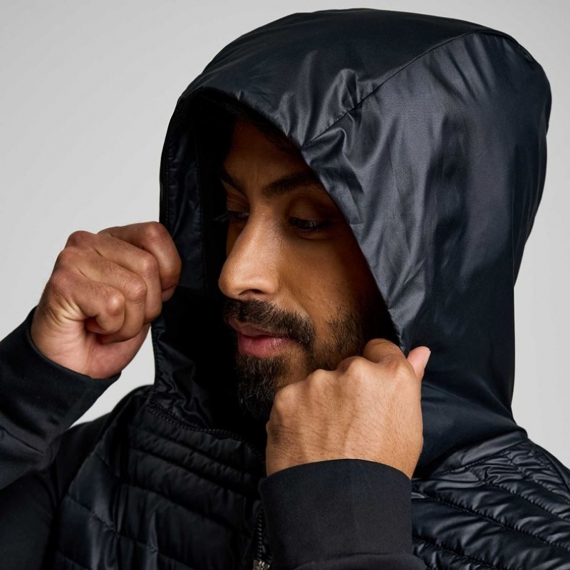 Black Men's Saucony Solstice Oysterpuff Hoodie | MALAYSIA-VILR