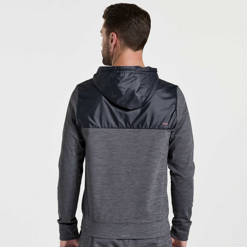 Black Men's Saucony Solstice Zip Hoodie | MALAYSIA-PKXA