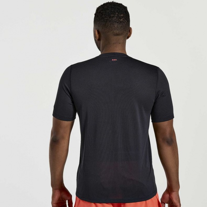 Black Men's Saucony Stopwatch Graphic Short Sleeve T-Shirt | MALAYSIA-XLQS