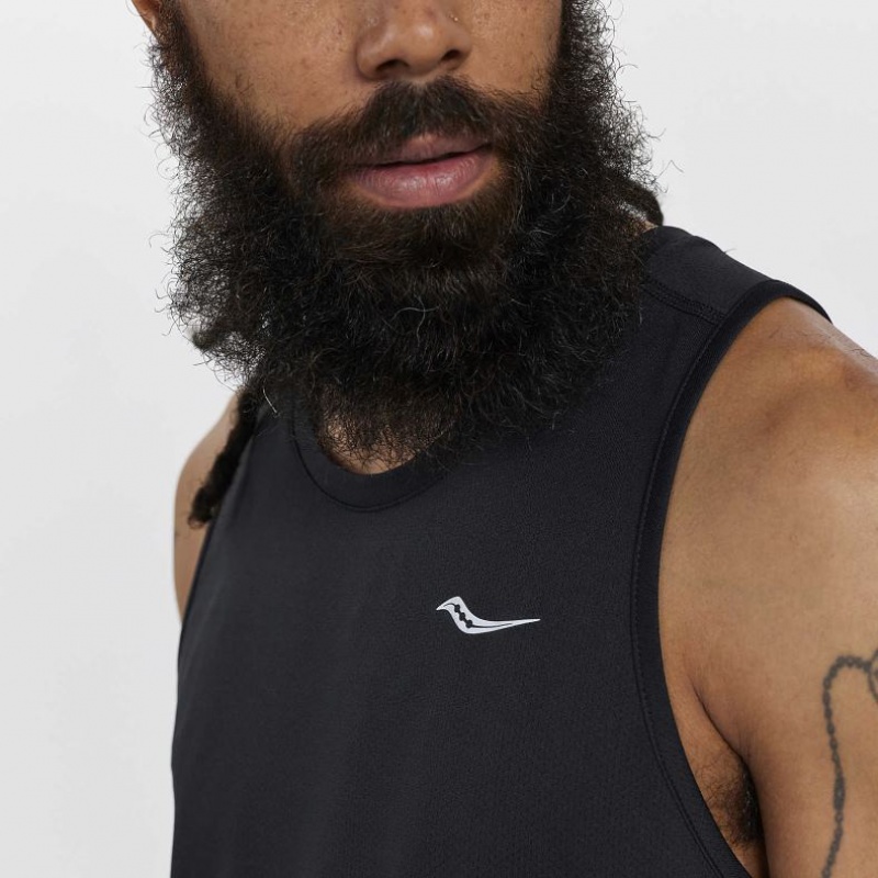 Black Men's Saucony Stopwatch Singlet | MALAYSIA-ESWJ