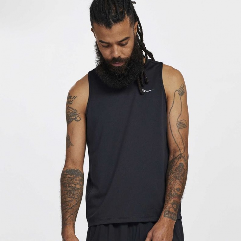 Black Men\'s Saucony Stopwatch Singlet | MALAYSIA-ESWJ