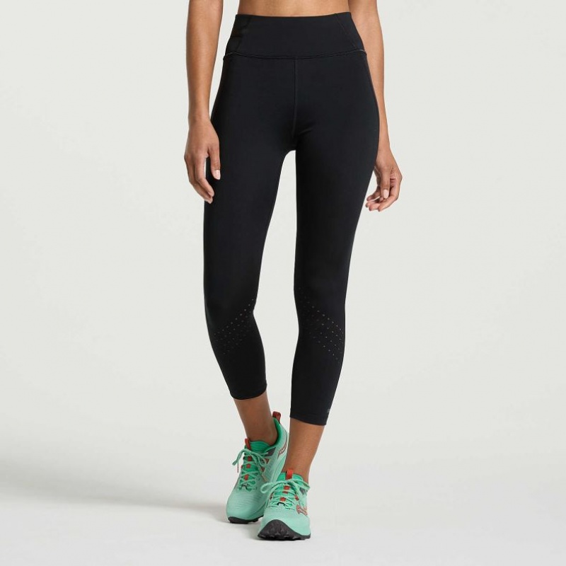 Black Women\'s Saucony Explorer Utility Crop Tight | MALAYSIA-UVMX