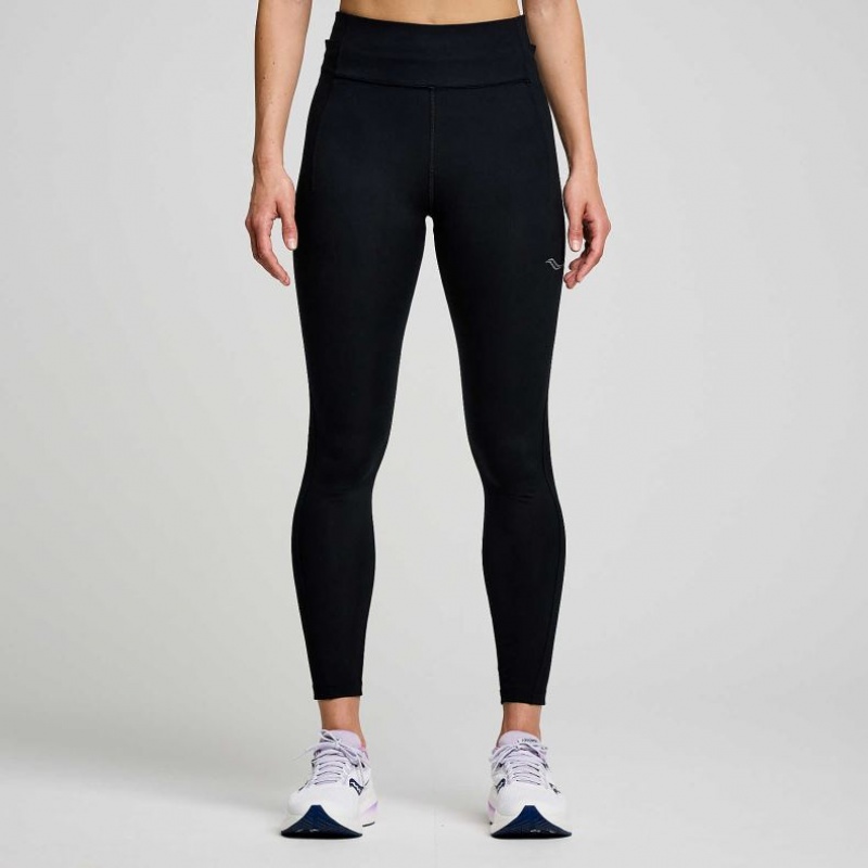 Black Women\'s Saucony Fortify 7/8 Tight | MALAYSIA-ZCXK