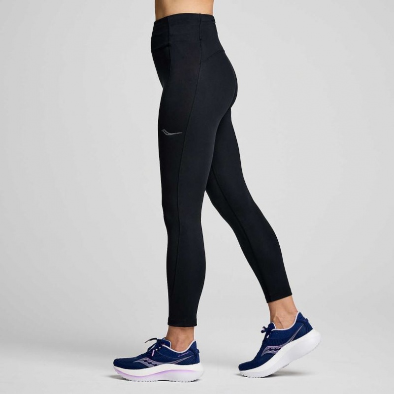 Black Women's Saucony Fortify Crop Tight | MALAYSIA-QCDZ