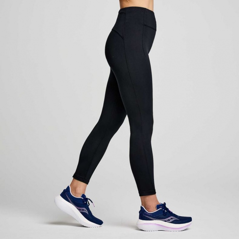 Black Women's Saucony Fortify Crop Tight | MALAYSIA-QCDZ