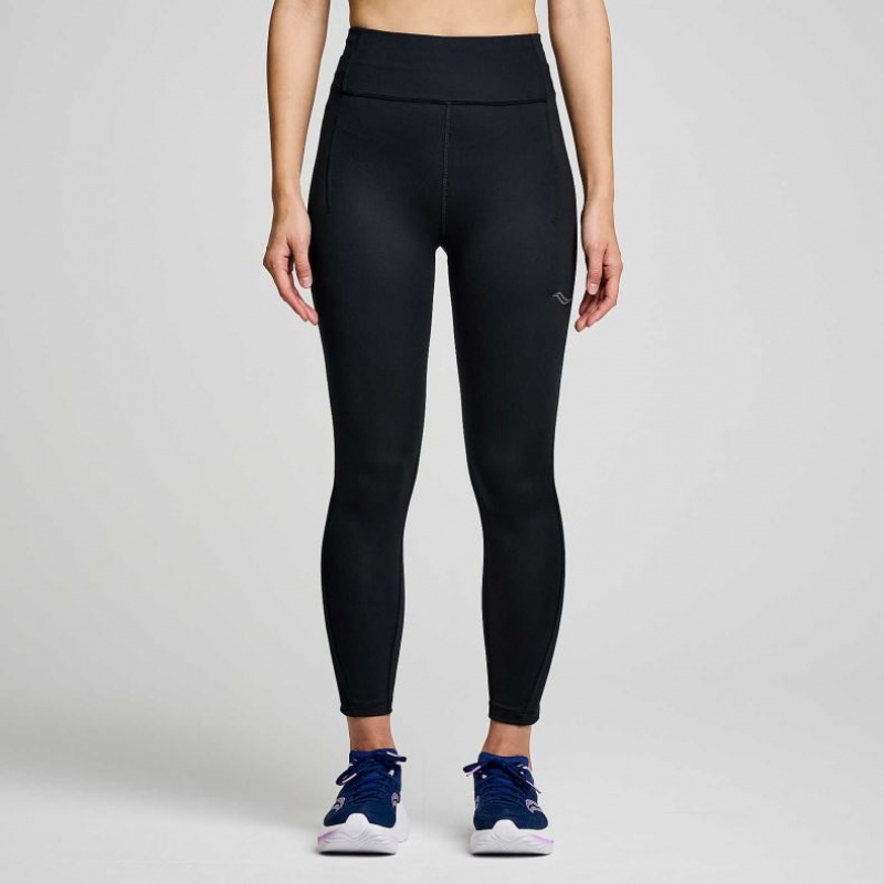 Black Women\'s Saucony Fortify Crop Tight | MALAYSIA-QCDZ