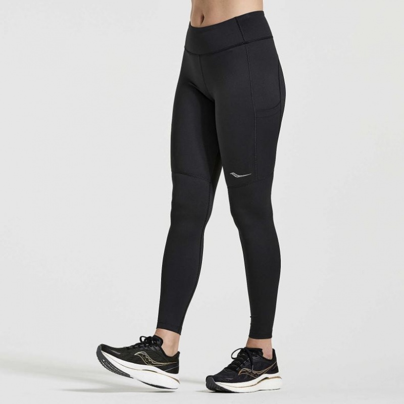 Black Women\'s Saucony Fortify Tight | MALAYSIA-CDQL