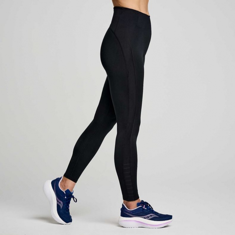 Black Women's Saucony Fortify Viz Tight | MALAYSIA-CPXN