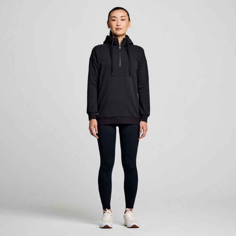 Black Women's Saucony Recovery Zip Tunic Hoodie | MALAYSIA-IDUQ