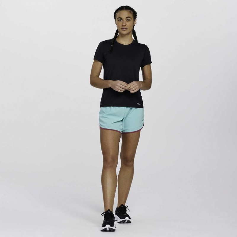 Black Women's Saucony Stopwatch Short Sleeve T-Shirt | MALAYSIA-MFBN