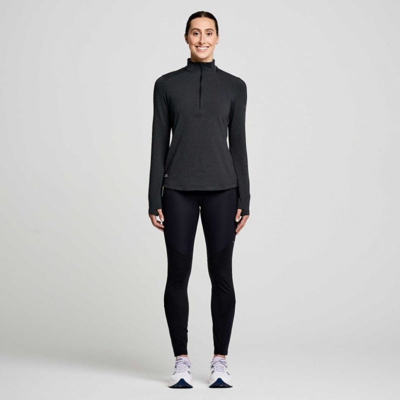 Black Women's Saucony Triumph 3D 1/2 Zip Sweatshirt | MALAYSIA-XHNA