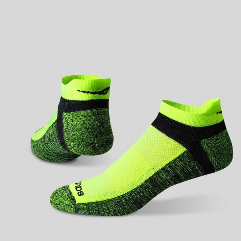 Black / Green Men\'s Saucony Inferno No Show Tab 3-Pack Socks | MALAYSIA-EMKP