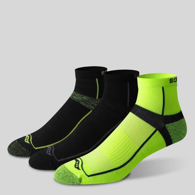 Black / Green Men's Saucony Inferno Quarter 3-Pack Socks | MALAYSIA-NLZC