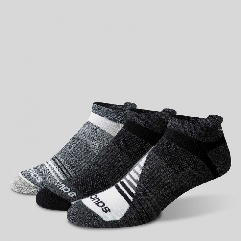 Black / Grey Men's Saucony Inferno Merino Wool Blend No Show 3-Pack Socks | MALAYSIA-BMTR