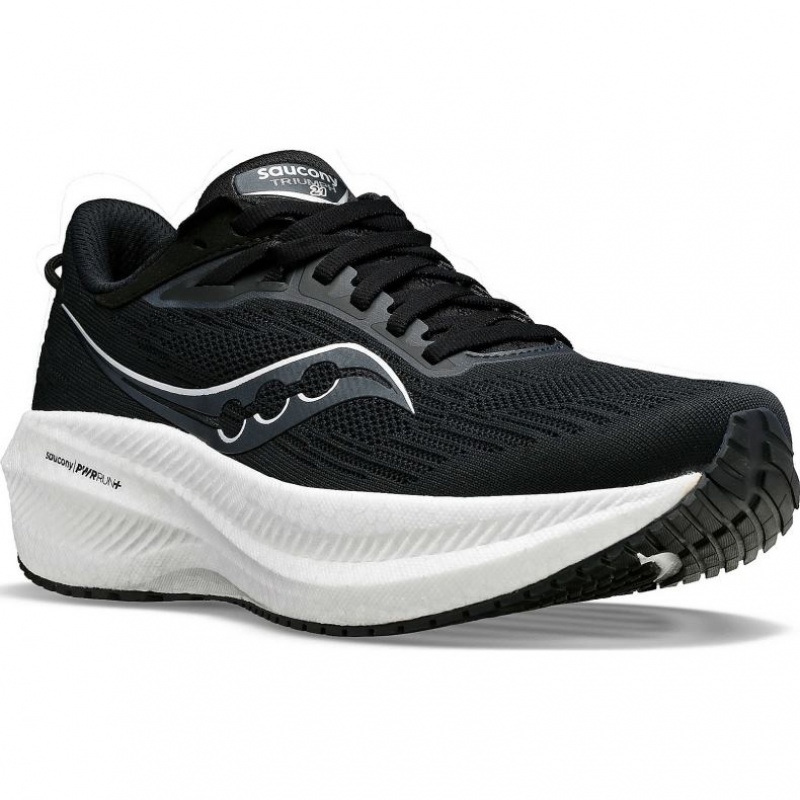 Black / White Men's Saucony Triumph 21 Running Shoes | MALAYSIA-CXMI