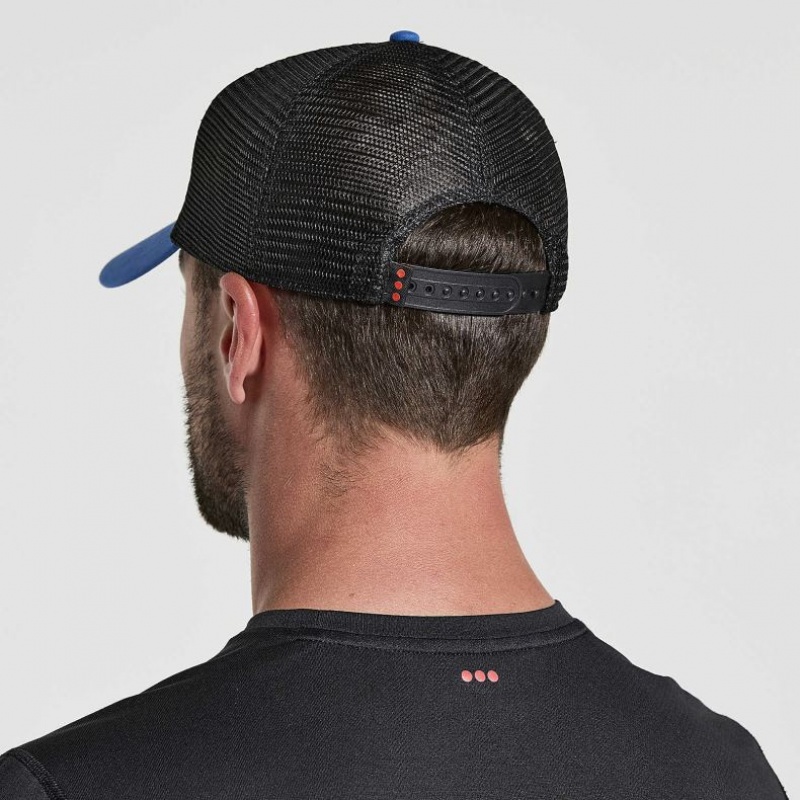 Blue Men's Saucony Adjustable Snap Back Trucker Hats | MALAYSIA-DOTR