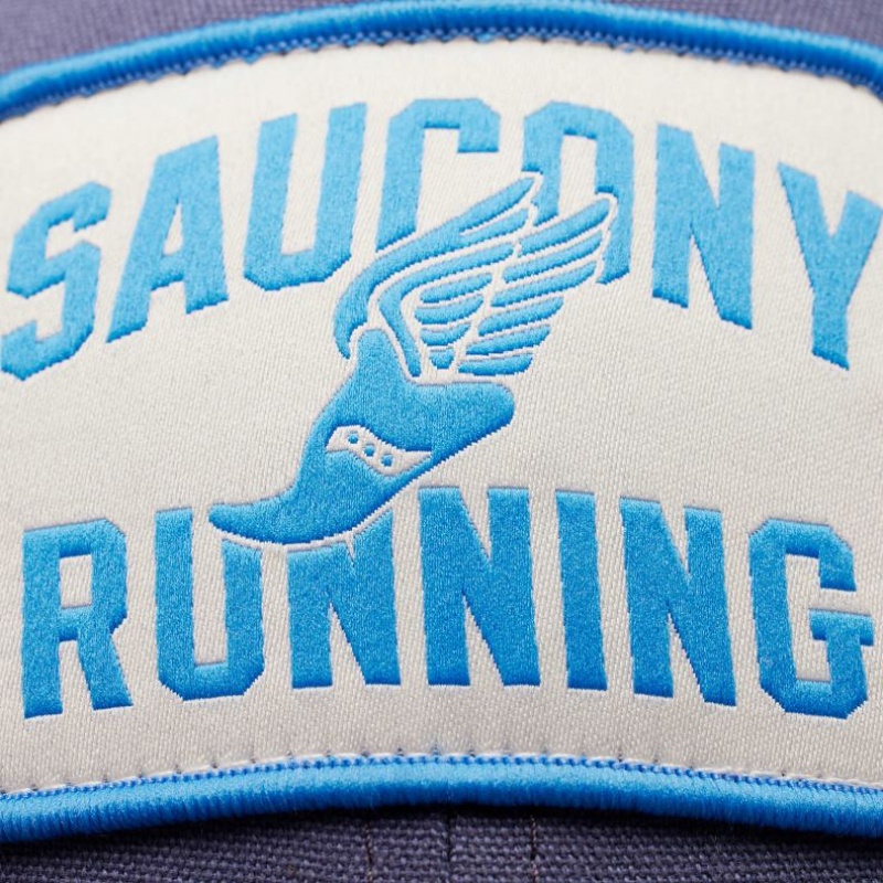 Blue Men's Saucony Adjustable Snap Back Trucker Hats | MALAYSIA-JXMI