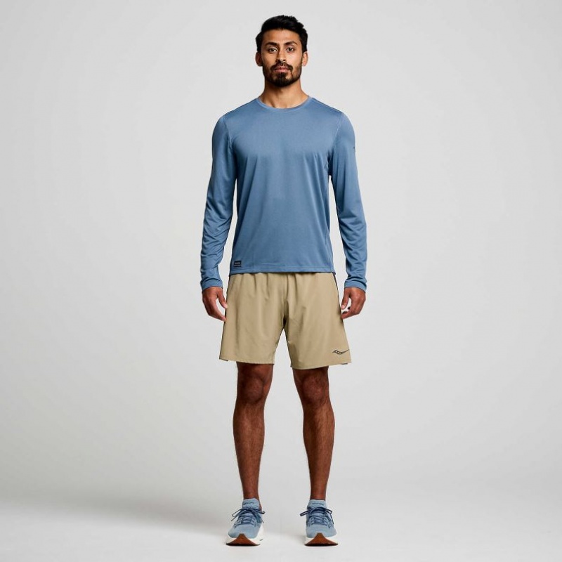 Blue Men's Saucony Stopwatch Long Sleeve T-Shirt | MALAYSIA-RGLM