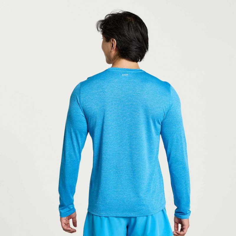 Blue Men's Saucony Stopwatch Long Sleeve T-Shirt | MALAYSIA-OJHP