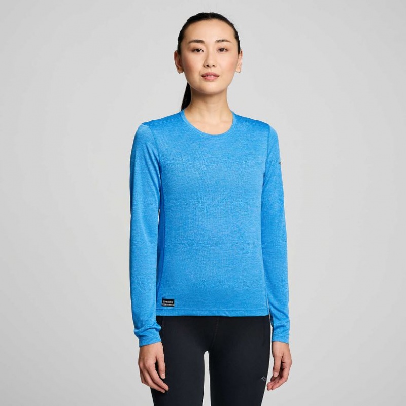 Blue Women\'s Saucony Stopwatch Long Sleeve T-Shirt | MALAYSIA-CYZB