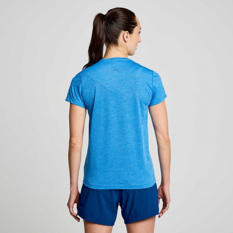 Blue Women's Saucony Stopwatch Short Sleeve T-Shirt | MALAYSIA-OWPK