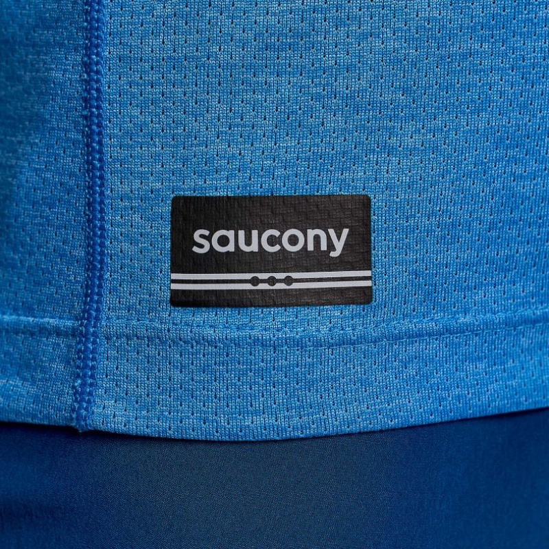 Blue Women's Saucony Stopwatch Short Sleeve T-Shirt | MALAYSIA-OWPK