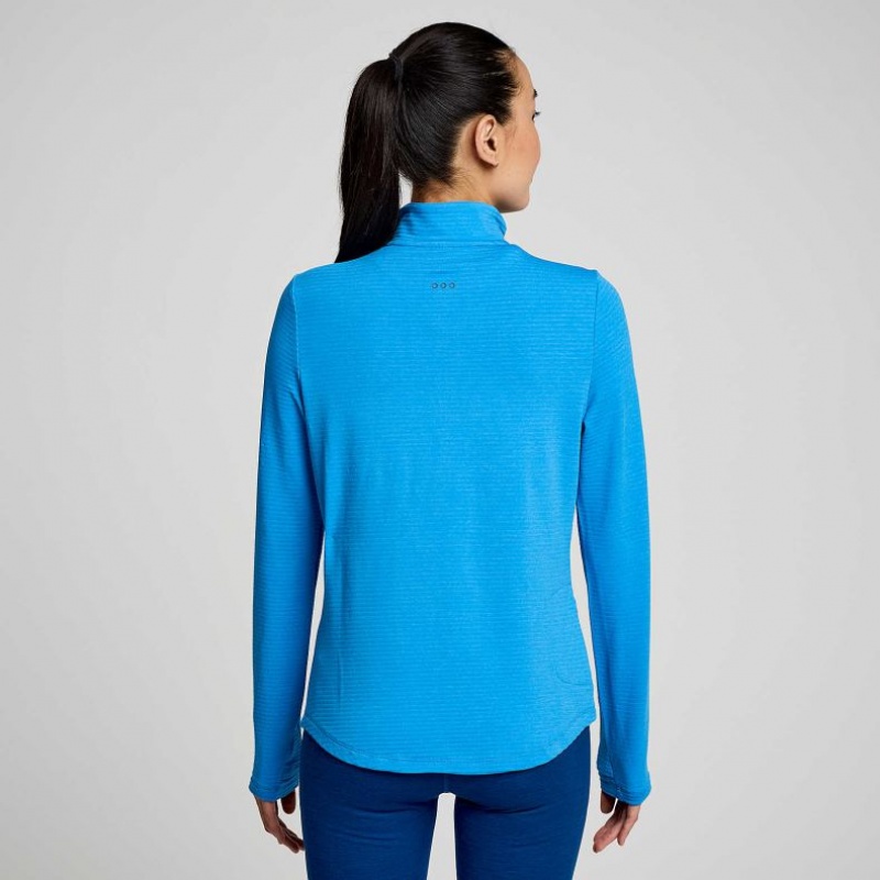 Blue Women's Saucony Triumph 3D 1/2 Zip Sweatshirt | MALAYSIA-HOMQ