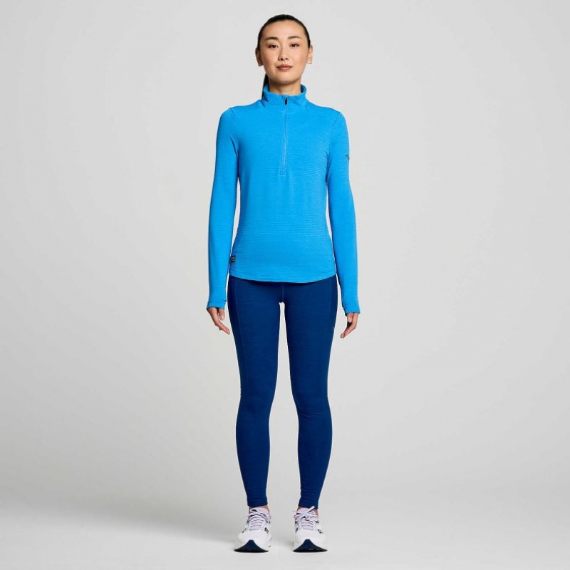 Blue Women's Saucony Triumph 3D 1/2 Zip Sweatshirt | MALAYSIA-HOMQ