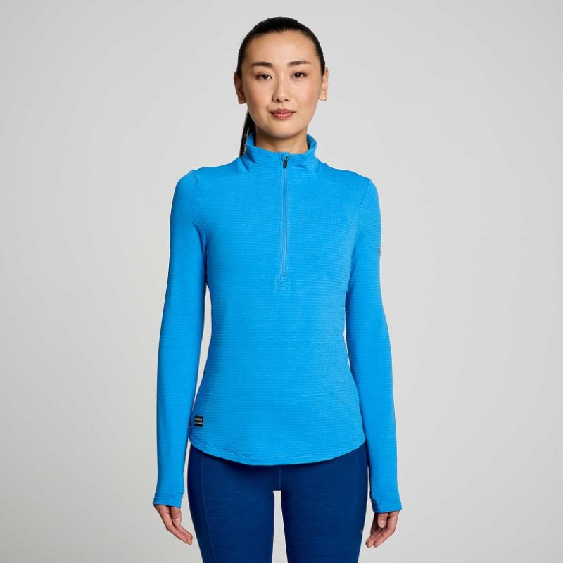 Blue Women\'s Saucony Triumph 3D 1/2 Zip Sweatshirt | MALAYSIA-HOMQ