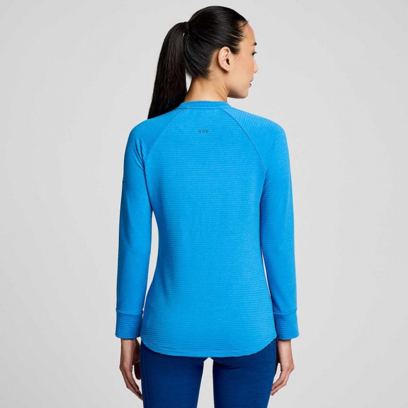 Blue Women's Saucony Triumph 3D Crew Sweatshirt | MALAYSIA-IEDQ