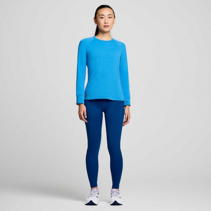 Blue Women's Saucony Triumph 3D Crew Sweatshirt | MALAYSIA-IEDQ