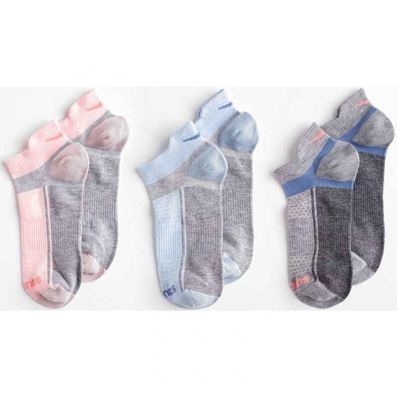 Blue / Pink / Grey Women's Saucony Inferno Liteweight 3-Pack Socks | MALAYSIA-AHRM