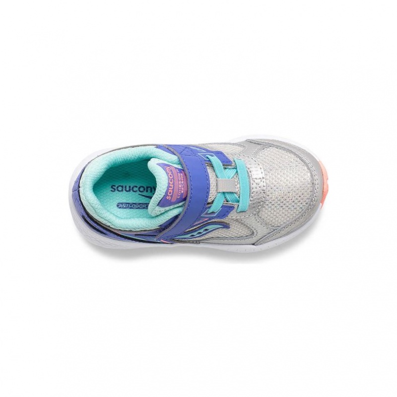 Blue / Silver Little Kids' Saucony Cohesion 14 A/C Jr. Sneakers | MALAYSIA-ZAVM