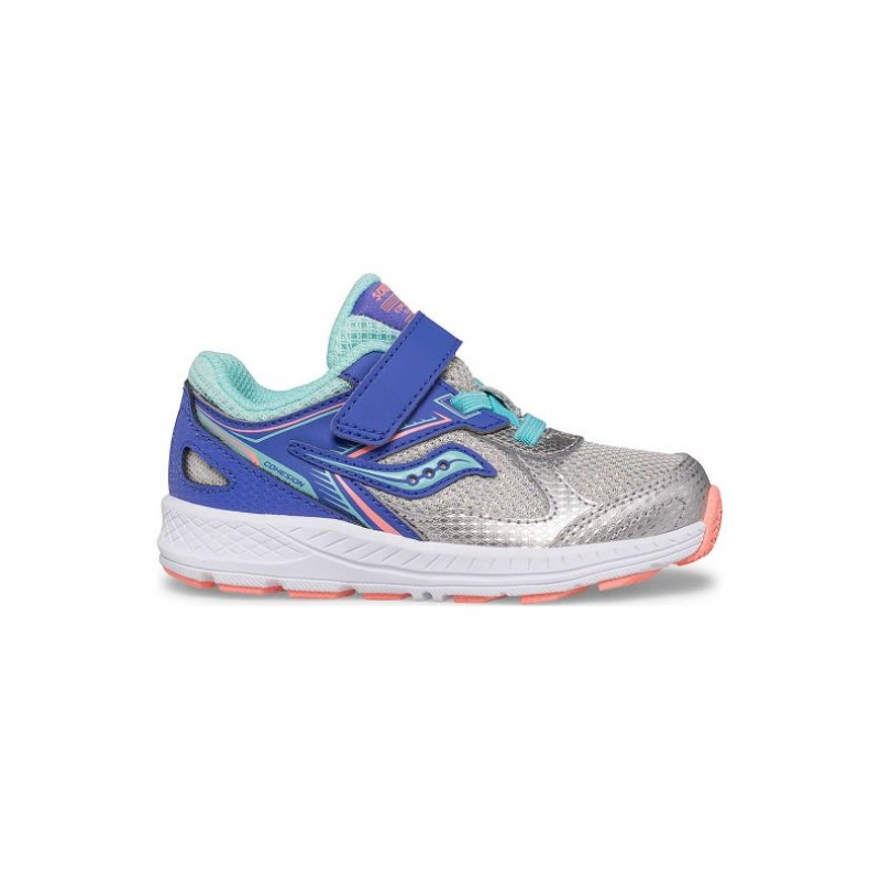 Blue / Silver Little Kids\' Saucony Cohesion 14 A/C Jr. Sneakers | MALAYSIA-ZAVM