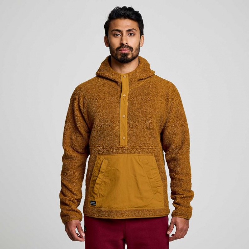 Brown Men\'s Saucony Recovery Sherpa Pullover Hoodie | MALAYSIA-FCNP