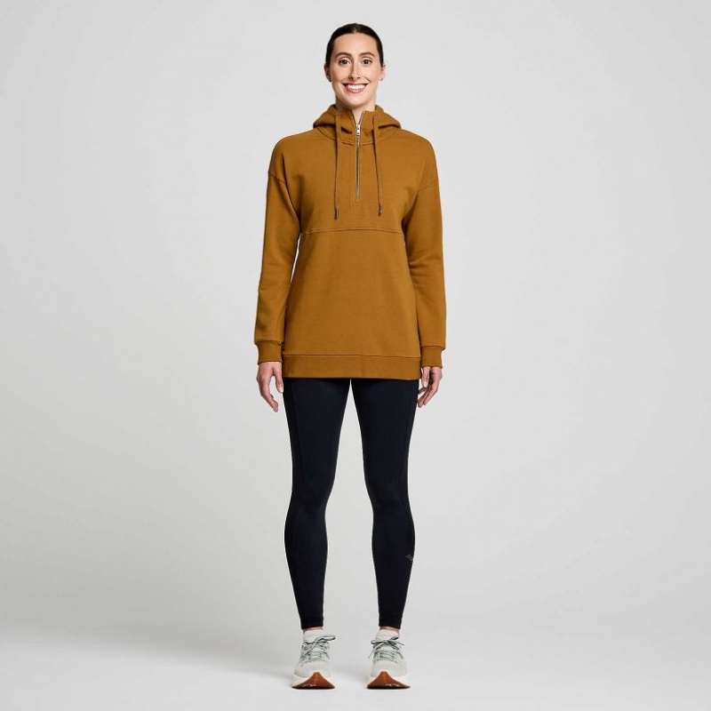 Brown Women's Saucony Recovery Zip Tunic Hoodie | MALAYSIA-BPMA