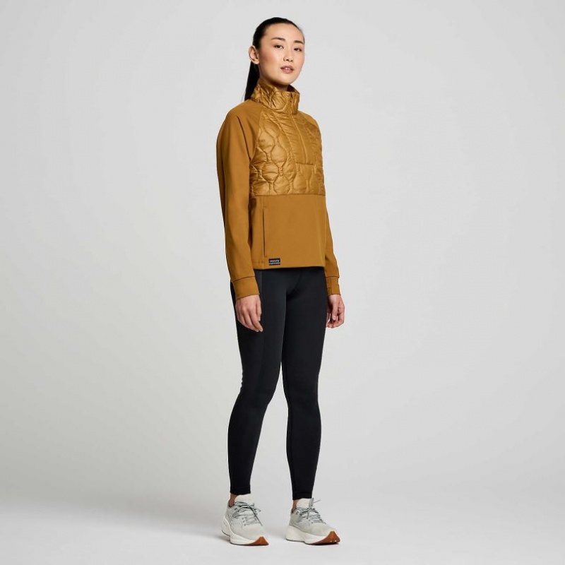 Brown Women's Saucony Solstice Oysterpuff 1/2 Zip Sweatshirt | MALAYSIA-UVPK