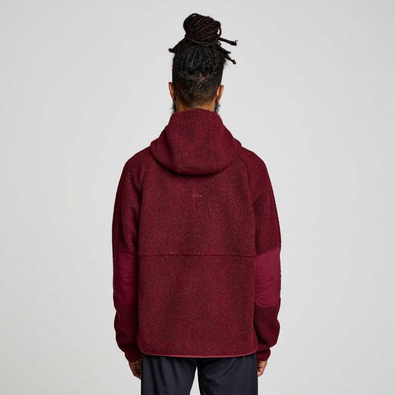 Burgundy Men's Saucony Recovery Sherpa Pullover Hoodie | MALAYSIA-NIUM