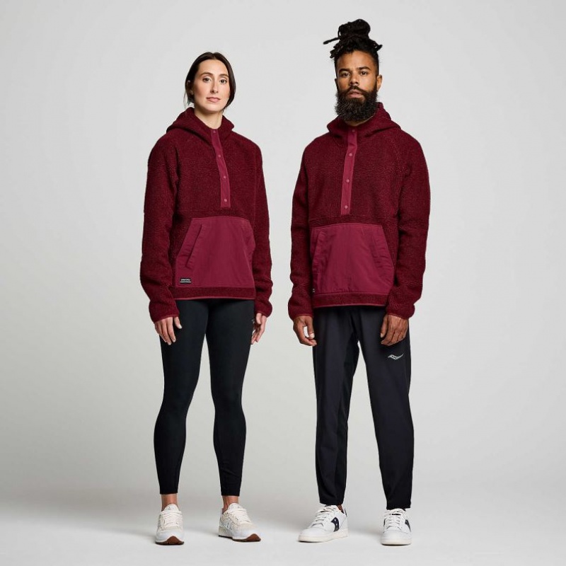 Burgundy Men's Saucony Recovery Sherpa Pullover Hoodie | MALAYSIA-NIUM