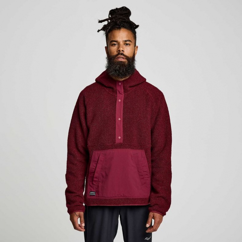 Burgundy Men\'s Saucony Recovery Sherpa Pullover Hoodie | MALAYSIA-NIUM