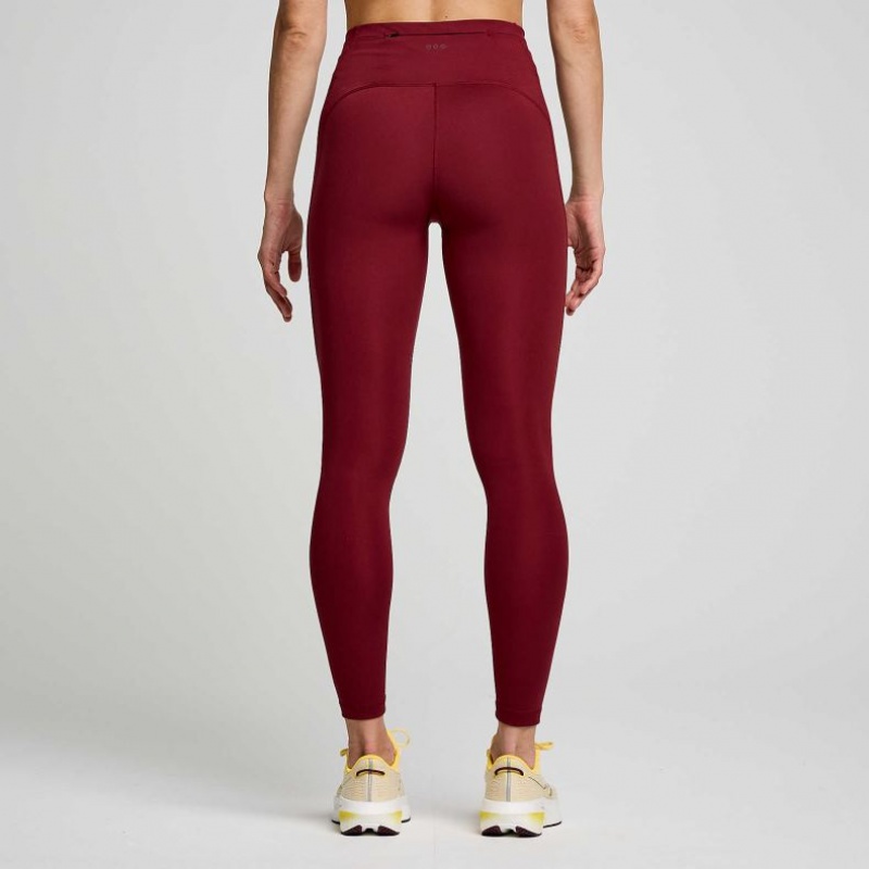 Burgundy Women's Saucony Fortify 7/8 Tight | MALAYSIA-QLMT