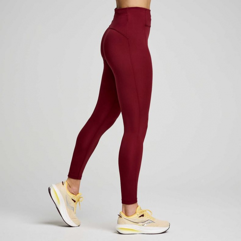 Burgundy Women's Saucony Fortify 7/8 Tight | MALAYSIA-QLMT