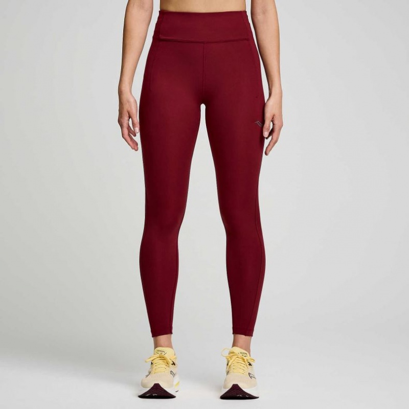 Burgundy Women\'s Saucony Fortify 7/8 Tight | MALAYSIA-QLMT